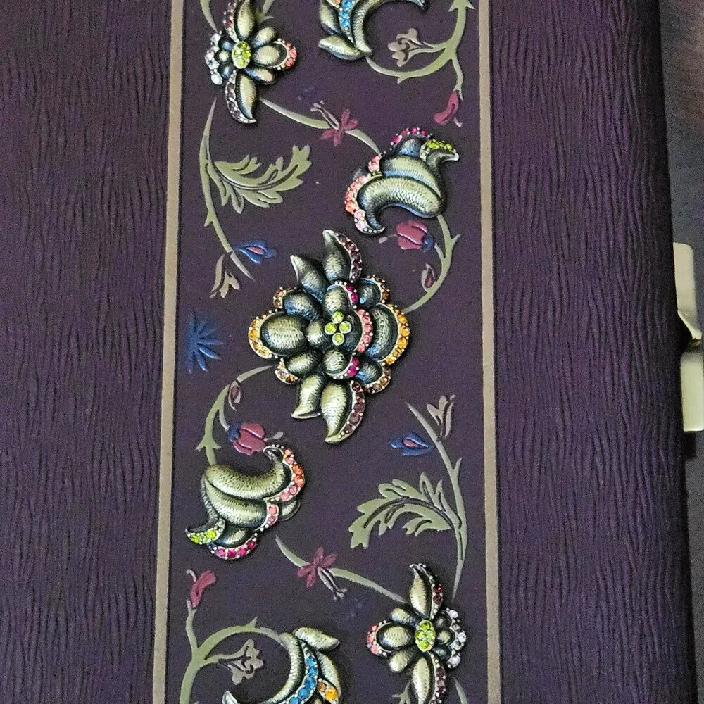 JAY STRONGWATER FLORAL SCROLL LEATHER CRYSTAL ENAMEL PHOTO PICTURE ALBUM BOOK